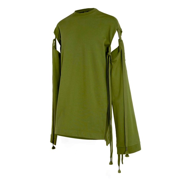 Fenty Puma by Rihanna Runway Green Sleeve Tie Sweatshirt Dress - Picture 2 of 13